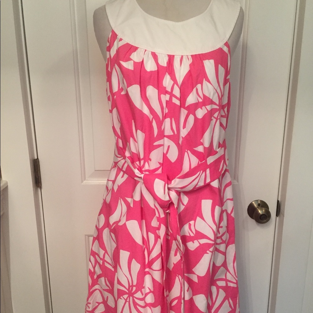 LILLY PULITZER DRESS MINI SHIFT PINK WHITE FLORAL BELT A-LINE SLEEVELESS Size 4